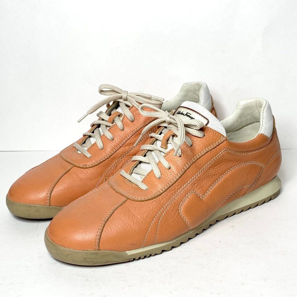 Salvatore Ferragamo Leather Sneakers Lace Up Casual Shoes Women's Size 7.5